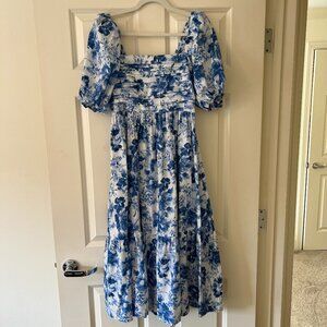 Abercrombie - Emerson Puff Sleeve Midi Dress - Size Small - Blue Floral